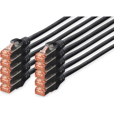 Digitus DK-1644-050-BL-10 Patchkabel (10 Stück) RJ45-Stecker, Cat6, S/FTP, 5m, schwarz