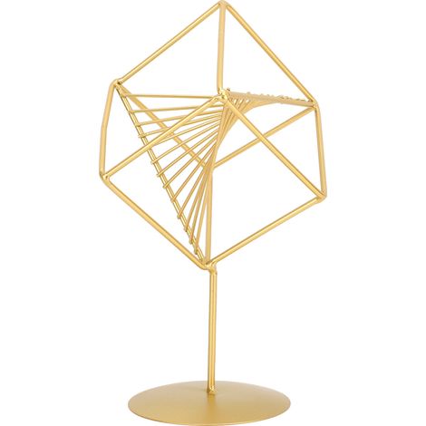 Décoration de table géométrique dorée, sculpture géométrique 3D créative en fer, ornement décoratif compact pour salon, bureau ou pièce d'étude. (1/5)