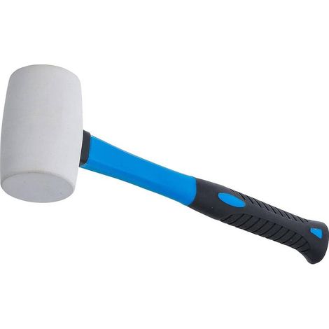 Maillet Caoutchouc 48 mm - Manche Fibres de Verre, Tête Blanche - Léger et Résistant pour Travaux Précis - D-Work (1/5)