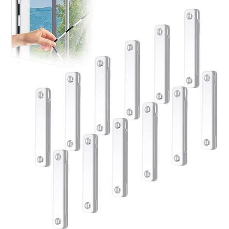 Lot De 12 Clips Adhésifs Pour Moustiquaire,aimant Pour Moustiquaire Fenetre,Clips De Fixation D'écran,Pas D'installation De Poinçonnage, Pour Cuisine, Salon, Balcon (1/5)