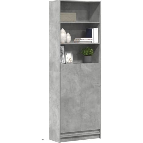 Highboard mit LED-Beleuchtung Grau 69x32,5x200 cm Holzwerkstoff vidaXL (1/5)
