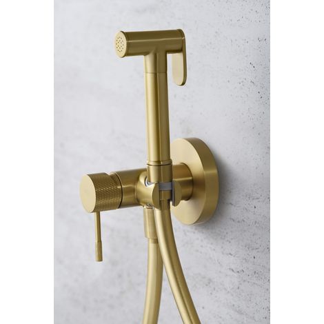 Mice - Grifo Monomando de Bidet Empotrado - Ducha Higienica empotrado - Grifo intimo de baño de bide para agua caliente/Frio Color Oro Cepillado (1/3)