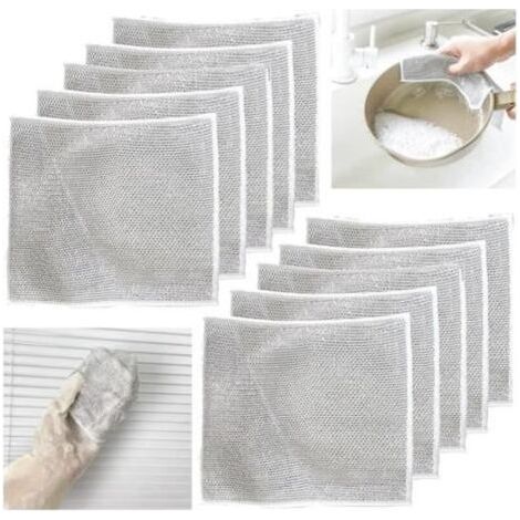 ALLIANDIS10 Pièces Chiffons à Vaisselle en Fil métallique Polyvalents pour humides et secs, Chiffons à Vaisselle en Fil Récurage Anti-Rayures (1/4)