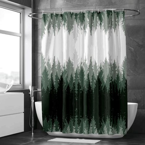 Rideau de douche motif encre bambou élégant, polyester imperméable, 150x180 cm