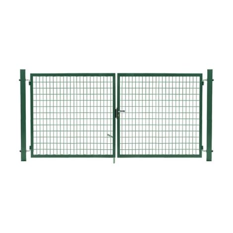 Cloture & Jardin – Portail grillagé vert 3m – Acier galvanisé thermolaqué – Largeur de passage 2,88m – Sens d'ouverture réversible