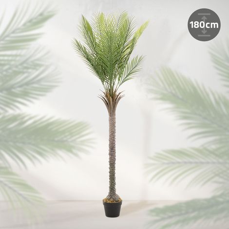 ML-Design Künstliche Palme 180 cm, Künstliche Pflanzen groß, Tropische Kunstpalme, Kunstpflanze, Fake Plant Deko, Plastik Pflanze im Topf für Indoor/Outdoor, Kunstbaum wie echt für Wohnzimmer Büro