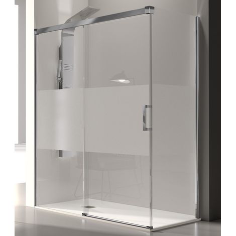 Parete doccia fissa + porta scorrevole GLASÉ vetro serigrafato 140 cm