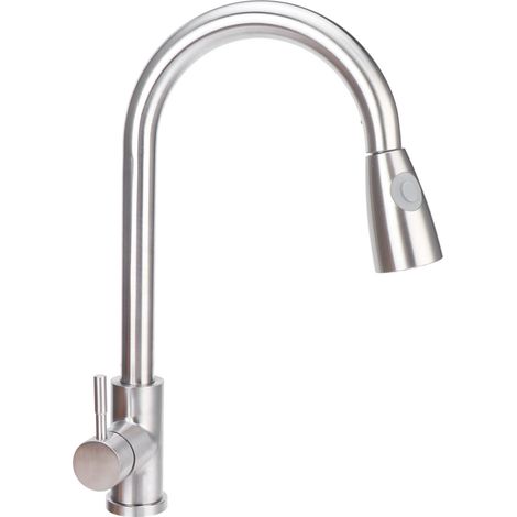 G3/8 Küchenarmatur mit zwei Wasserauslässen, ausziehbarer Brause und Teleskop-Spültischarmatur (1/5)