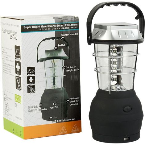 Solarlampe, superhelle LED-Campinglampe, 2 einstellbare Leuchtmodi, 5 Lademöglichkeiten, mit manuellem Generator, lange Leuchtdauer, geeignet für Campingausflüge und Angeln (1/4)
