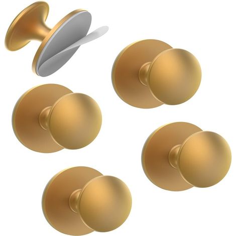 Ensemble de 5 boutons de porte autocollants dorés - Poignées autocollantes sans perçage pour armoires de cuisine, tiroirs, réfrigérateurs, commodes, quincaillerie de meubles facile à coller (1/5)