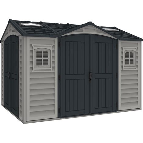 Duramax - caseta jardín - APEX PRO PLUS 10.5 x 8 - PVC - color gris claro/oscuro (1/4)