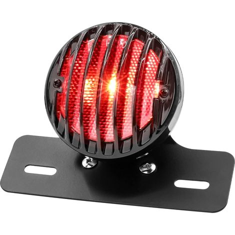 Feu Arrière de Frein de Moto,Universel Feu Stop de Frein Arrière de Moto Rouge 12V avec Support de plaque d'immatriculation pour Chopper Street Bike Dirt Bike(Métal) (1/5)
