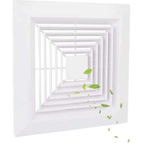 1-teilige Badezimmer-Abluftventilatorabdeckung (23 x 23 cm) mit Feder, quadratischer Decken- oder Wandventilator, Deckenventilator, Gitter, Luftverteiler (1/5)