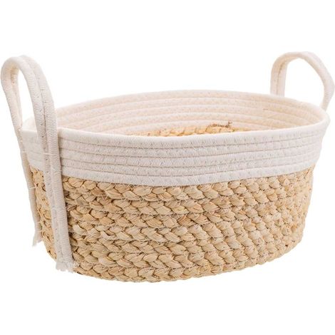 Cesto blanco de cuerda trenzada 36x26x16 (1/5)