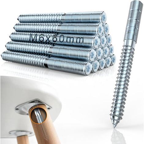 15 Pièces Vis Double Filetage M6x60mm Vis de Fixation M6 (1/5)