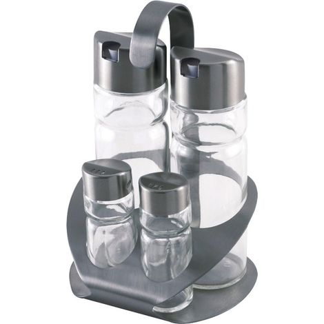 VINAGRERA Y ACEITERA INOX C/SOPORTE