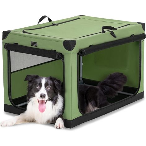 Hundetransportbox faltbar für große Hunde, 90cm, Grün (1/5)