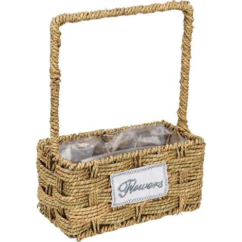 Panier tissé de forme rectangulaire, organisateur multifonctionnel en rotin avec poignées pour accessoires vestimentaires, produits de beauté, lettres (1/5)