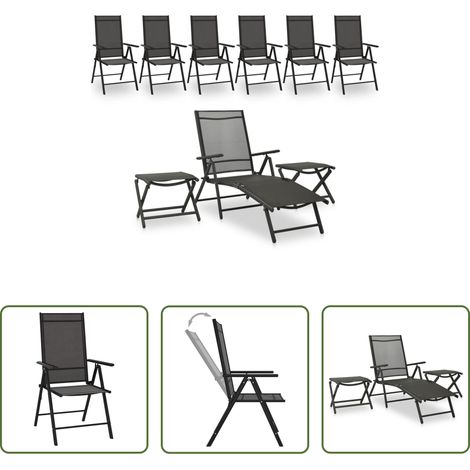 vidaXL Sonnenliege -  9-tlg. Garten-Lounge-Set Schwarz und Anthrazit (1/5)