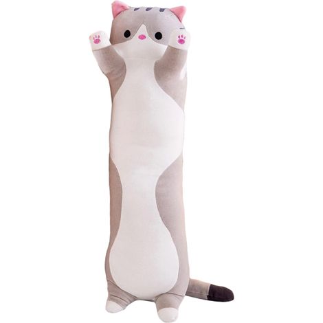 Coussin décoratif long en peluche en forme de chat mignon de dessin animé (1/5)