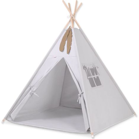 Tipi-Zelt für Kinder + Federanhänger - grau (1/4)