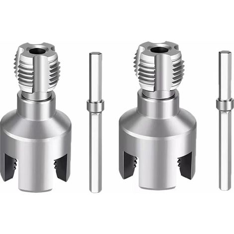 Attrezzi per filettatura tubi, maschi per tubi in PVC integrati, per interni ed esterni, per trapani elettrici, per riparazioni domestiche, 1/2" + 3/4". (1/5)
