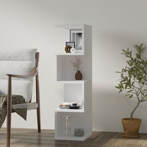 Cissone Regal, 3-stöckiges Bücherregal, Freistehend, Vertikale Struktur, 27x25x95h cm Weiß (1/3)