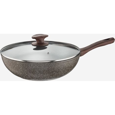 Wok Antihaft Induktion 28 cm mit Deckel Steineffekt Chalet (1/4)