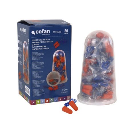 Tapones de Protección Auditiva en Pack de 50 o 10 unidades desechables con cuerda en color naranja 11000380
