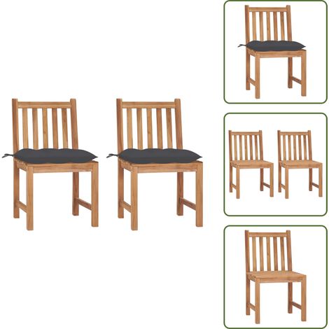 Gartenstühle 2 Stk. mit Kissen Massivholz Teak - Gartenstühle - Teakholz - Gartenmöbel - Esszimmerstühle - Balkonmöbel (1/5)