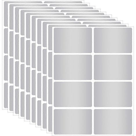 12 feuilles d'étiquettes vierges résistantes à l'eau pour bouteilles et boîtes ménagères (catégorie : produits)-7.5X5X0.01CM-Silver