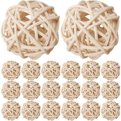 20 boules de rotin naturel pour remplir les vases, pour des projets de loisirs créatifs et pour l'aromathérapie.-3X3X3CM (1/3)