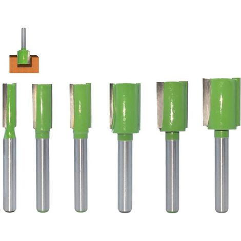 Set mit 6 geraden Fräsern mit 6-mm-Schaft für die Holzbearbeitung, Nutfräser für die Holzbearbeitung (1/5)