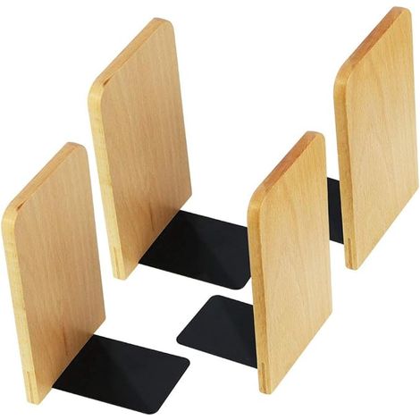 Set di 4 fermalibri in legno, fermalibri angolari antiscivolo per casa, ufficio, scuola, biblioteca, supporto per libri antiscivolo (1/5)
