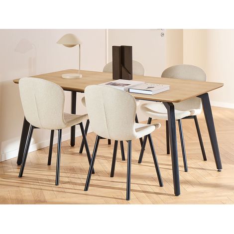 Cadiz Essgruppe Tisch mit 4 Stühlen natur, beige.