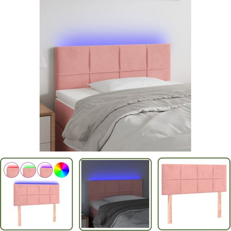 Tête de lit à LED Panneau de lit pour Lit adulte Décoration murale Rose 100x5x78/88 cm Velours FOGHJ81941 (1/5)
