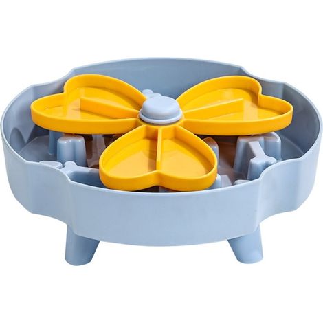 Gamelle pour chien favorisant une alimentation plus lente - Gamelle interactive puzzle pour chiens, design amovible avec bords surélevés et labyrinthe rotatif (bleu) (1/5)