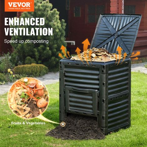 Composteur de Jardin 300 L Bac à Compost Extérieur sans BPA avec Couvercle Porte Inférieure Grande Capacité Facile à Installer pour… (1/5)