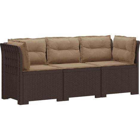 Maison Exclusive - 3-Sitzer Garten Sofa mit Kissen Rattan-Look PP (1/5)