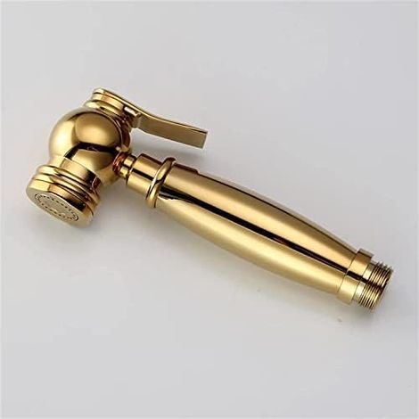 Bidet Faucet, Toilet Shower Kit with Single Cold Hand Bidet Sprayer, Square Shattaf Head in Shiny Titanium Gold Brass, Copper, Gold C SET