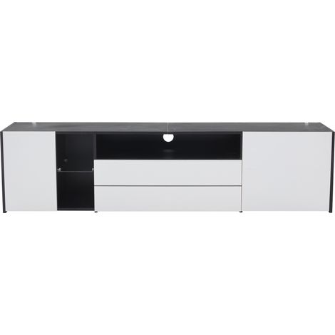 LED-TV-Möbel 180 x 40 x 45 cm Schwarz-Weiß mit 2 Schubladen und 2 Schränken (1/5)