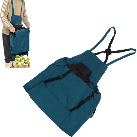 Tablier de cueillette grand format, à dégagement rapide pour la récolte des fruits, bleu-vert (1/5)