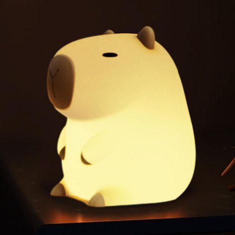 Veilleuse Capybara, lampe animal en silicone souple en forme de capybara, lampe animal portable rechargeable par USB, lampe tactile de chevet