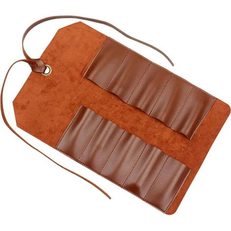 à outils enroulable en cuir - Vintage - Pour le travail du bois - À porter sur un - Clé - Rouleau - Burin - Pochette - 10 fentes - Organisateur d'outils pour mécaniciens - Carpenter (1/5)