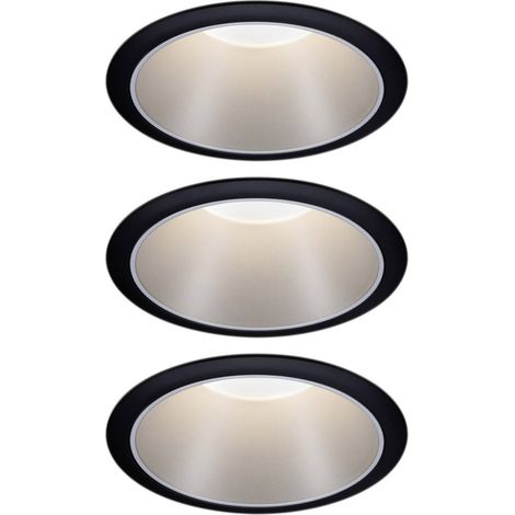 Paulmann 93408 Cole Coin Einbauleuchte 3er Set LED 18 W Schwarz, Silber