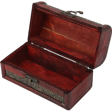 Coffre à bijoux vintage en bois, petit coffre au trésor de style rétro, portable, raffiné et durable, idéal pour de multiples usages. (1/5)