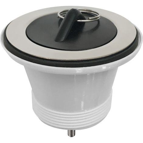 90mm - Fireclay Cleaner Sink Waste with Plug - Chrome (1/2)