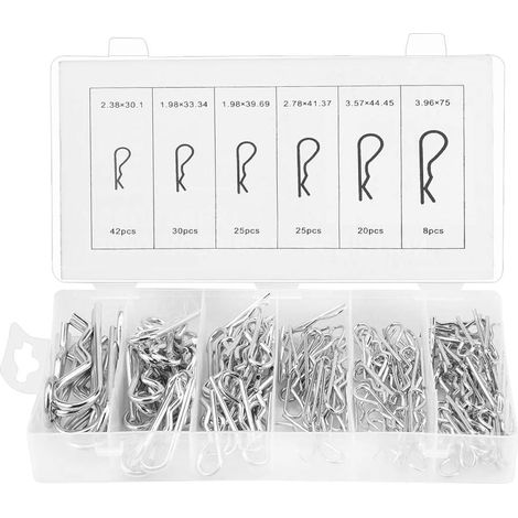 150 pcs Assortiment de goupilles Fendues, R Goupille Fendue Tracteur Pin Clip Assortiment de Fixations 6 Tailles différentes avec boîte en Plastique (1/5)