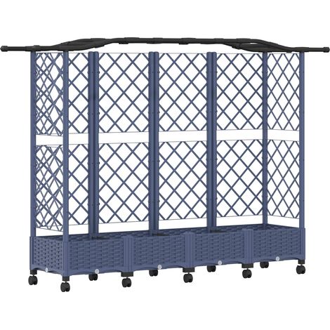 Maison Exclusive - Hochbeet mit Rankgitter und Dach Grau 203,5 x (1/5)