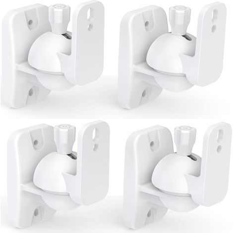 Speaker Wall Mounts - Up to 8 lbs, White, 4p Surround speaker/library stand, various uses (class, home, office) tilt ±20°, rotation ±80° (1/5)